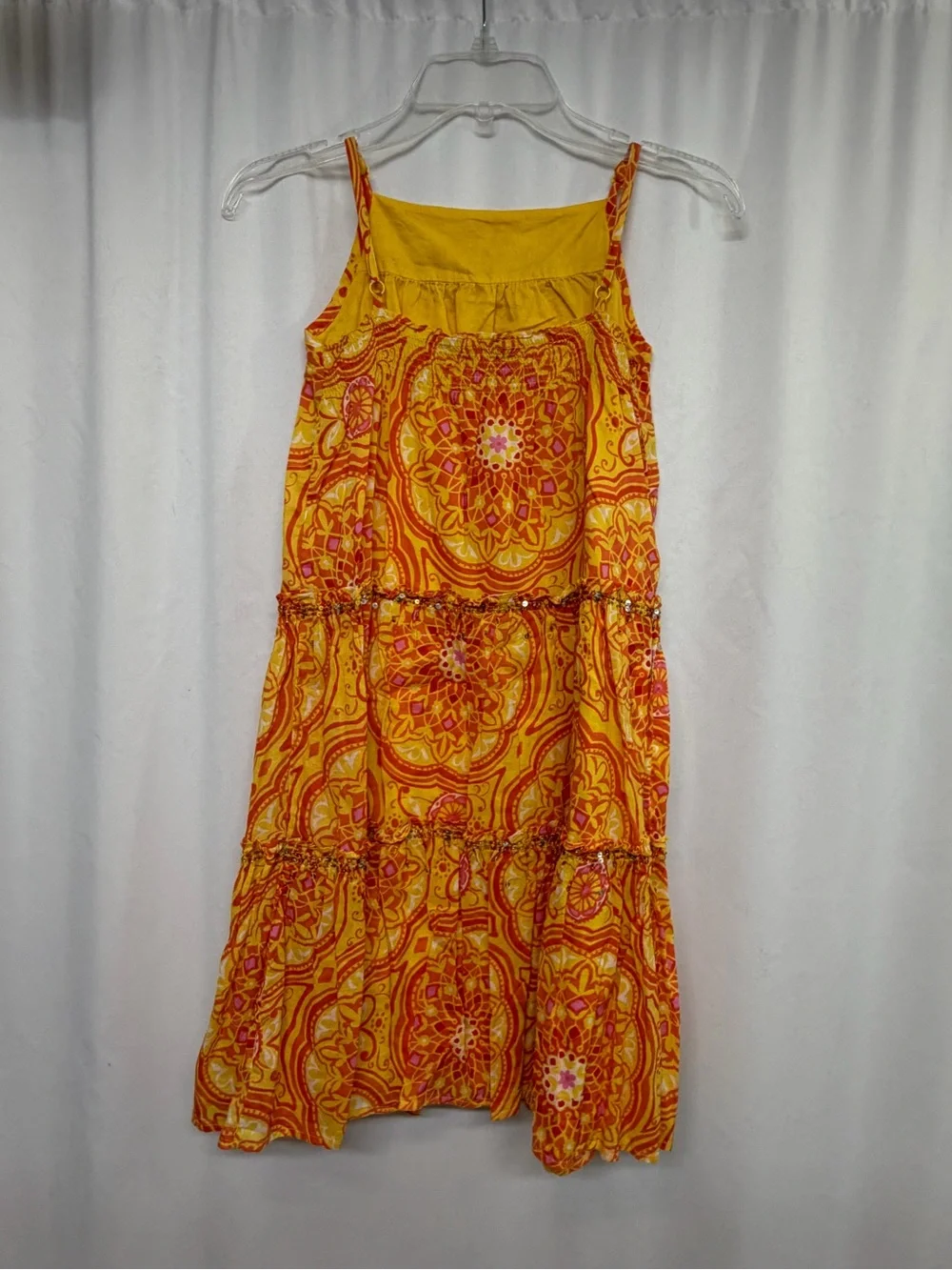 Gap Kids Girls L 10 Orange White Floral Sundress Sleeveless Cotton Summer Dress